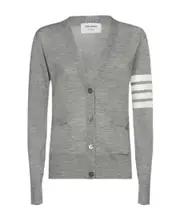 Thom Browne 4 Bar V-Neck Cardigan IT40,IT42,IT38,IT36 light gray