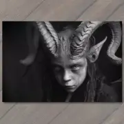 4x6" Boy Horns Weird Creepy Imaginary Friend Nightmare Scary Unusual Pet