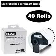 40 Rolls 4" x 100' Continuous Shipping Labels DK-2243 For Brother QL-1050 1050N