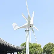 800W-1200W Horizontal Axies Wind Generator with MPPT Controller 12V / 24V / 48V 6 Blade Small Wind Turbine 2m/s Starting Wind Speed, Pure Copper Coil, for Home Use Free Energy,1200w,12V