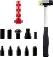 Swpeet 11Pcs Paintless Dent Repair Tool Kits, One Dent Rubber Hammer, a Metal Tap Down Pen with 9 Different Shaped Heads Tips, Dent Removal Tap Down Tools for Cars Dent Repair