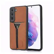 Denior For Samsung Galaxy S22 Plus Leather Case with Elastic Wallet Card Holder Slot Pocket Cover - Brown