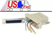 DB25 pin Female~RJ12/RJ11 Jack Modular Adapter 6P6C 6wire Phone/Telephone
