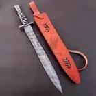 Double Edge Sword Damascus Steel Blade, Battle Ready With Sheath, Best Gift