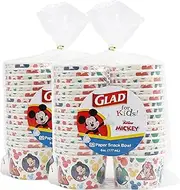 Glad for Kids Disney Mickey and Friends Paper Snack Cups, 6oz | Kids Disney Snack Bowls - 32 Count, 2 Pack