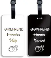 SetGo Ms to Mrs Title Luggage Tag (Set of 2), Plastic Travel Tag for Honeymoon, Wedding Gift, Bridal Shower