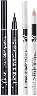 2pcs Eyeliner Pencil, Soft Highlighter Eye Liner Pencil, Lying Eye Brightener Stick, Waterproof Eyeliner Makeup Pencils(Black&White)