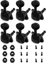 Metallor Guitar String Tuning Pegs Tuning Keys Semiclosed Machine Heads Tuners 6 in Line for Right Handed Electric Guitar or Acoustic Guitar parts Accessories Black.