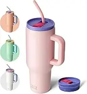 Bottle Bottle 40 oz Tumbler with Handle and Straw,Stainless Steel Vacuum Travel Mug,Car Cup with Straw, Stainless Steel Vacuum Water Bottle for Gifts Party Office Coffee (pinklily)