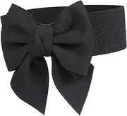 [MOKKHNB] Wide Bow Belt for Women Elastic Sash Belt with Comfortable Versatile for Dresses and Trench Coats Excellent Stretch for All Waist Easy Snap Fastener Stylish Accessory