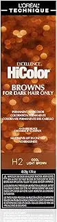 L'OREAL TECHNIQUE HiColor Browns & Blondes Permanent Hair Color - Lifts Dark Hair in One Step Leaving No Brassiness, Rich and Smooth Creme Formula, Intense & Long-Lasting, H2 Cool Light Brown