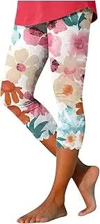 [LAWOR] High Waisted Capri Leggings for Women Leopard Print Yoga Pants Buttery Soft Beach Capris Casual Summer Cropped Pants