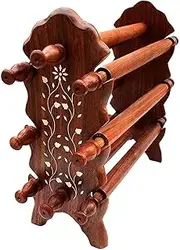 [Erkic] Handmade Women's Wooden Bangle Stand Holder With Six Bangles Holding Rods Home Office Bangle Display Organizer/Stand/Earring Holders 13.5 x 4.5 x 12 Inches