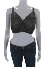 Natori Womens Laced Floral Patterned Statement Underwired Bra Black Size 42DDD