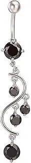 [TOZLU] Timetries01 S-Shaped Belly Button Rings Dangle for Women Long Navel Rings Navel Piercings Body Piercing Jewelry