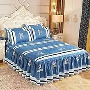 Bed Valance Skirt Bed Skirt Wrap Around Lace Bed Sheet Thickened Keep Warm Bedspread Non-Slip Bed Cover Skirt Laced Fitted Sheet Bed Cover 150 * 200cm，Single Piece Cotton Mattress Cover