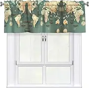 GaxfjRu World Map Retro print Valance Room Darkening Blackout Valances 3 Inch Rod Pocket Window Valance for Bathroom