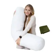 Pillowable -Round body pillow - Cylinder body pillow -Come with Green pillowcase