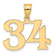 14k Yellow Gold Polished Number 34 Pendant
