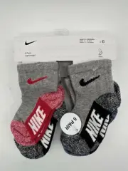 NEW 6 PAIR PACK NIKE NEWE BORN 12-24 MONTHS ANKLE CUT LIGTH WEIGHT COTTON BLEND