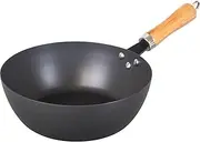 Wahei Freiz RB-3281 Nagayoshi Nagayoshi Nagayoshi Nitrided Iron Frying Pan, Deep Type, 9.4 inches (24 cm), No Need for Empty Frying, Ready to Use, IH Compatible, Made in Japan