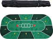 Poker Table,Poker mat, Portable Rubber Poker mat t Blackjack and Texas Hold'em Casino Tabletop, 10 Player Portable Rubber Poker Table Top Layout(Grün)