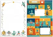 Letter Pad with Envelope for Kids Robot Writing Paper Set (A5 Pad with 25 Sheets + 15 Envelopes)