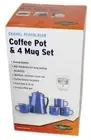 Stansport Baked Enamel 8 Cup Percolator Coffee Pot & 4 Mug Set Camping Cabin RV