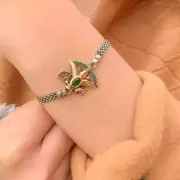 Handmade 925 Sterling Silver Lotus Bracelet – 10g Adjustable with Crystal Gemsto