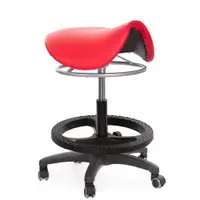 在飛比找ETMall東森購物網優惠-GXG 馬鞍型 工作椅 (塑膠踏圈+防刮輪)拉環升降款 TW