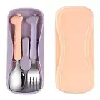 1 Set Baby Tableware Set Comfortable to Grip Feeding Training Kids Spoon Fork