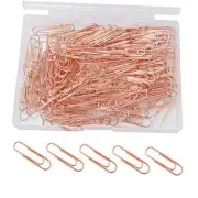 200 Pcs Rose Gold Paper Clips, 1.1" (28mm) Smooth Finish Steel Wire Paperclips