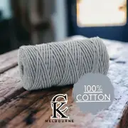 4MM macrame Braided cord STEEL GREY, 100m Cotton Rope Yarn Craft Melbourne