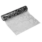 Black Silver Table Runner Roll, 11" x 9 Feet Sequin Foil Metallic Table Runner