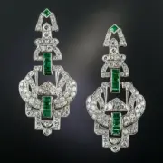 Elegant Princess Cut Green Lab Created Emerald Women's Choice Earrings