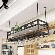 Bar Shelves Wine Rack Wall Mounted Liquor Bottle Display Shelf with Wine Glass Rack and Light Floating Bar Alcohol Cabinet for Home Bar Kitchen Dining Room/Black/120 * 30Cm
