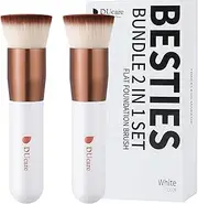 DUcare Foundation Brush 2pcs Flat Top Kabuki Self Tanner Brush Synthetic Professional Makeup Brush Liquid Blending Mineral Powder Buffing Stippling Makeup Tools