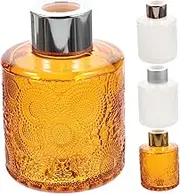 HOLIDYOYO 4pcs Embossed Perfume Bottle Glass Dry Flower Holders for Home Fragrance Stylish Aroma Diffusers for Bedroom Lid Colors present Occasion Random Color