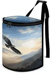 BFGWK Car Trash Can with Lid Car Trash Bag Leak-Proof Mountains Printing Car Trash Bin Suitable for Cars Rvs Trucks