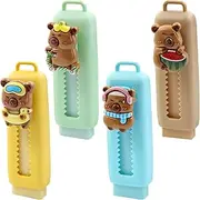 Capybara Retractable Erasers, 4 PCS Cute Rubber, Push-Pull Rubber Eraser, Pencil Erasers Cute Erasers for Kids Boys Girls Students Capybara Lovers School Office Supply Stationery (JW3100)