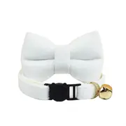 ANYWAGS Cat Collar Pure White Bow Small with Safety Buckle, Bell, and Durable Strap Stylish and Comfortable Pet Accessor