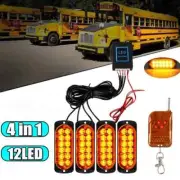Amber Car 12LED Strobe Flash Light Emergency Warning Lamp Dash Truck Grill 12V