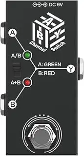 Oimzzr Guitar Pedals ABY Box Line Selector AB Switch Guitar Effect Pedal Bidirectional Transmission Metal Casing Anti-Slip Support A/B or A and B Modes