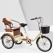 Folding Elderly Rickshaw Tricycle with Pedals,Tandem Trike with Back seat,6 Variable Speed Tricycle,3 Wheels Bicycle,Cruiser Trike with Shock Absorbing Fork
