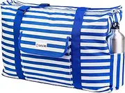 [SHYLERO] Beach and Pool Bag XL - Water Repellent - Zipped Inner Cooler Pocket - 7 Pockets Total - Zip Top - L22 xH15 xW6