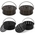 4 Pieces Mosquito Coil Holder Incense Coil Holder With ​Handle Round Metal Sanda