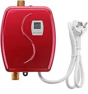 3800W Mini Tankless Instant Hot Water Heater Faucet Kitchen Heating Thermostat, Intelligent Energy Saving Waterproof,Red