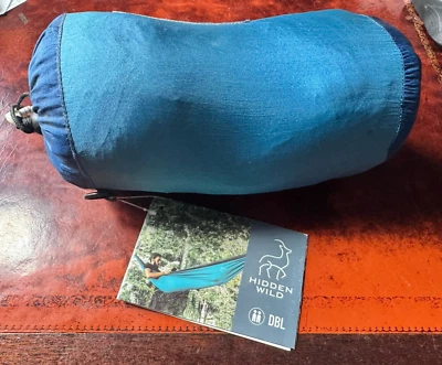 NEW Hidden Wild Blue Double TRAVEL HAMMOCK with Carry Bag: Quick Dry, Breathable