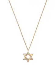 Moon & Meadow 14K Yellow Gold White Topaz Star of David Pendant Necklace, 16-18