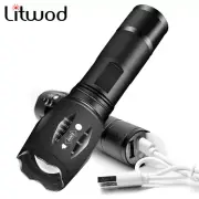 USB charger Tactical Flashlight Torch CREE XM-L2 T6 Zoom led flashlight usb powe